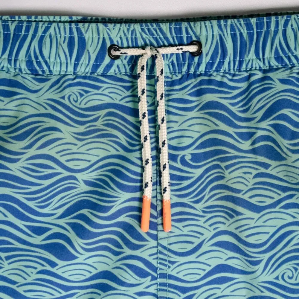 Psycho Bunny Short Size 14-16 Blue Hale Swim Trunk Lined Drawstring Waist